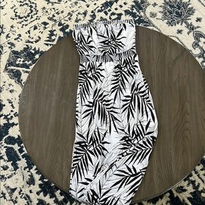 Black and White Leaf Print Dress